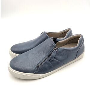 Softwalk Arezzo Sneaker Shoes Side Zip Women's Leather Blue Size US9.5 EU40